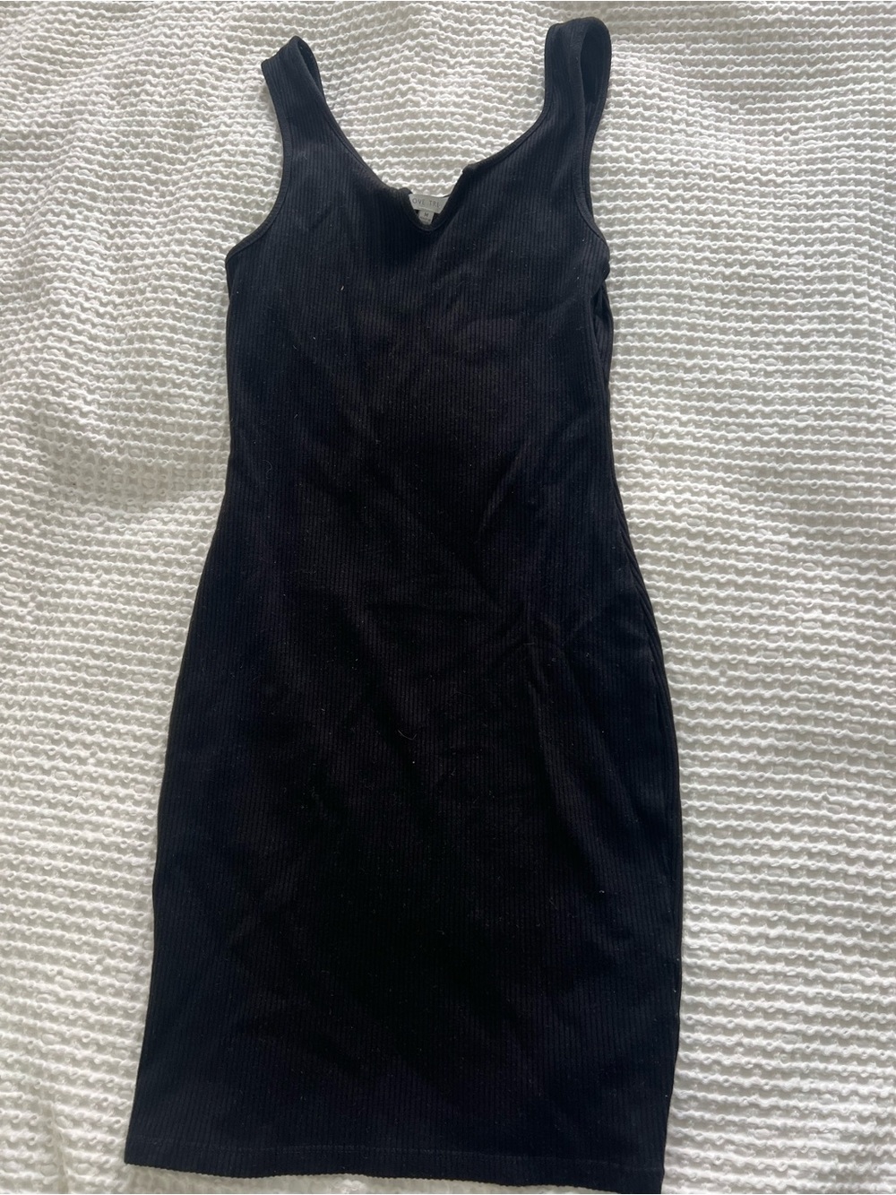 Love Tree Black Ribbed Midi Tank Dress